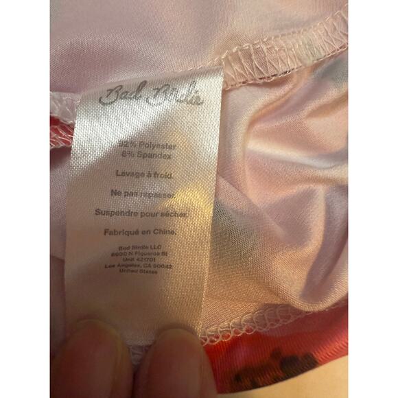 Bad Birdie Golf Polo Shirt Size Large Pink Floral Performance Stretch Top - Picture 9 of 10